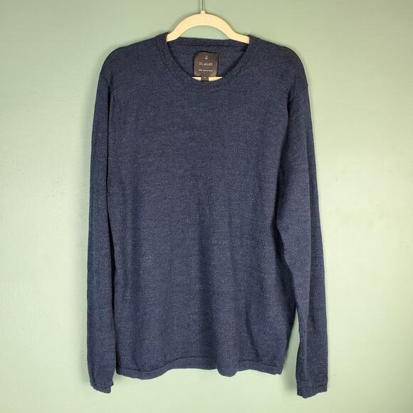 01.ALGO Men's Blue Merino Wool Crewneck Sweater Size XL - Picture 1 of 6